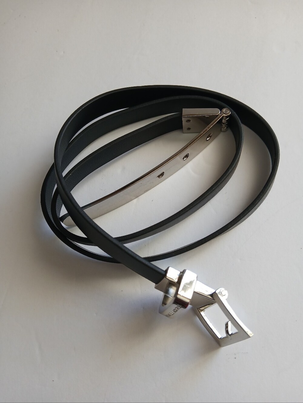 Michael Kors Black Leather Belt with Silver-Tone Buckle & Tips
